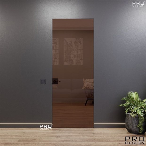 Комплект скрытой двери Pro Design Glass зеркало бронза, графит внутреннего открывания 3349 - фото 17629