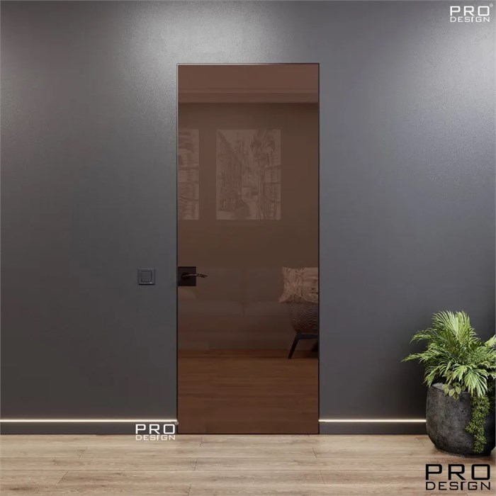 Комплект скрытой двери Pro Design Glass зеркало бронза, графит наружного открывания 3348 - фото 19663