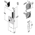 Замок для раздвижной двери G500T H21 Quadro комплект WC (Матовый хром) 2675